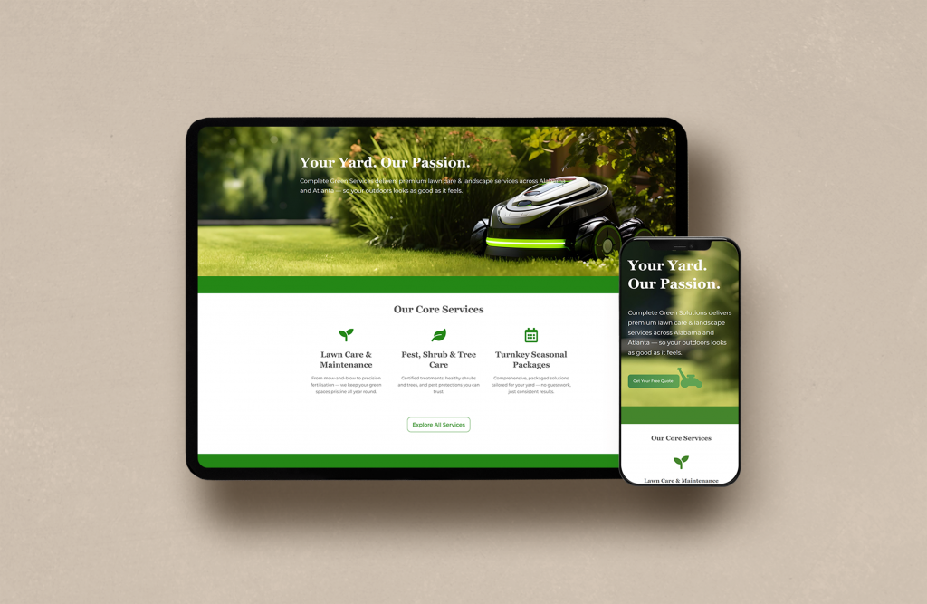 CGS-Website in Grün auf Tablet und Smartphone