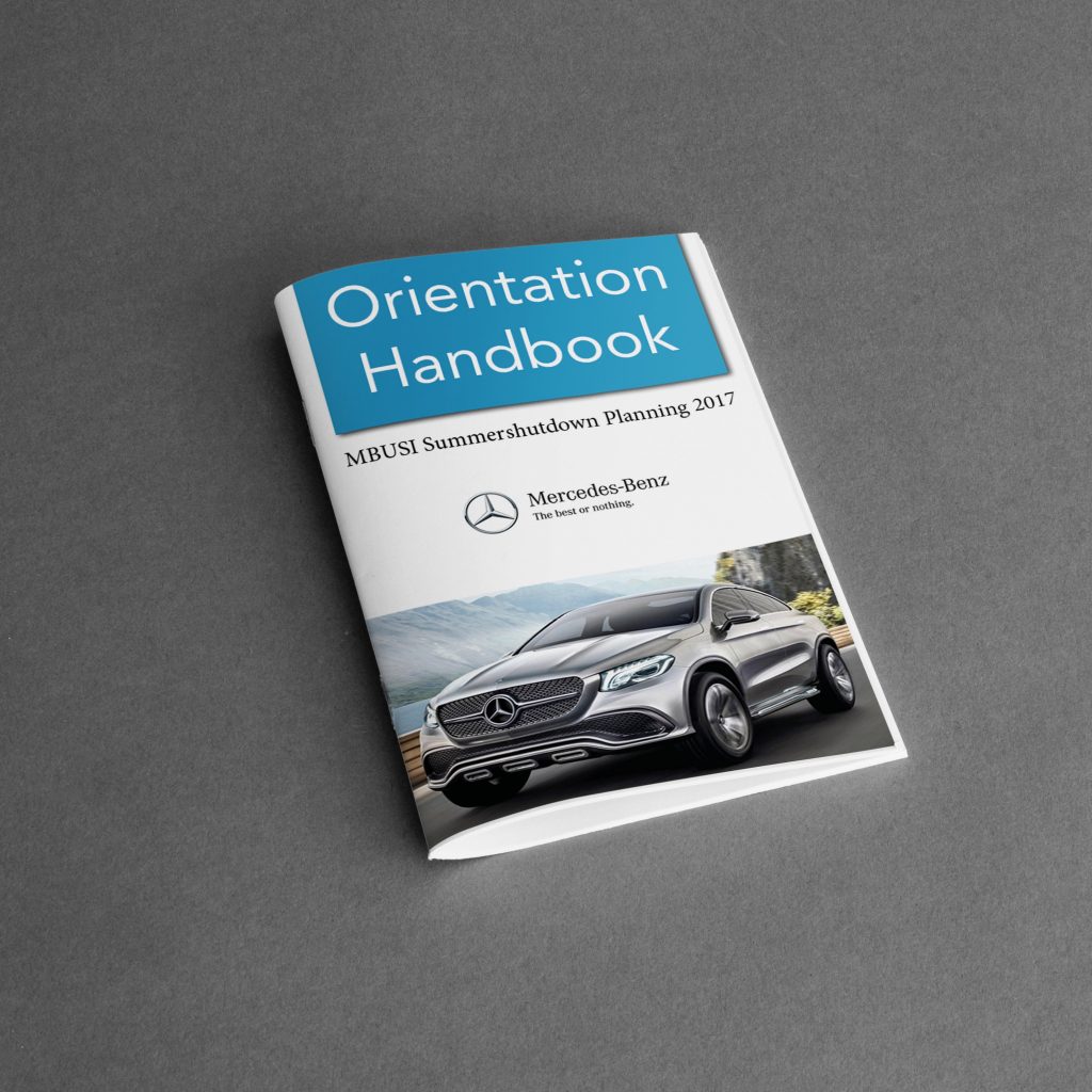 MBUSI Orientation Handbook – Titelseite mit Fahrzeug
