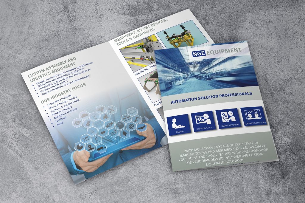 NGE Equipment Broschüre aufgeklappt & Titel
