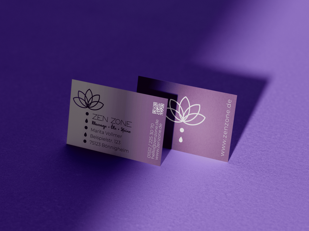 ZEN ZONE Visitenkarten im Licht/Schatten