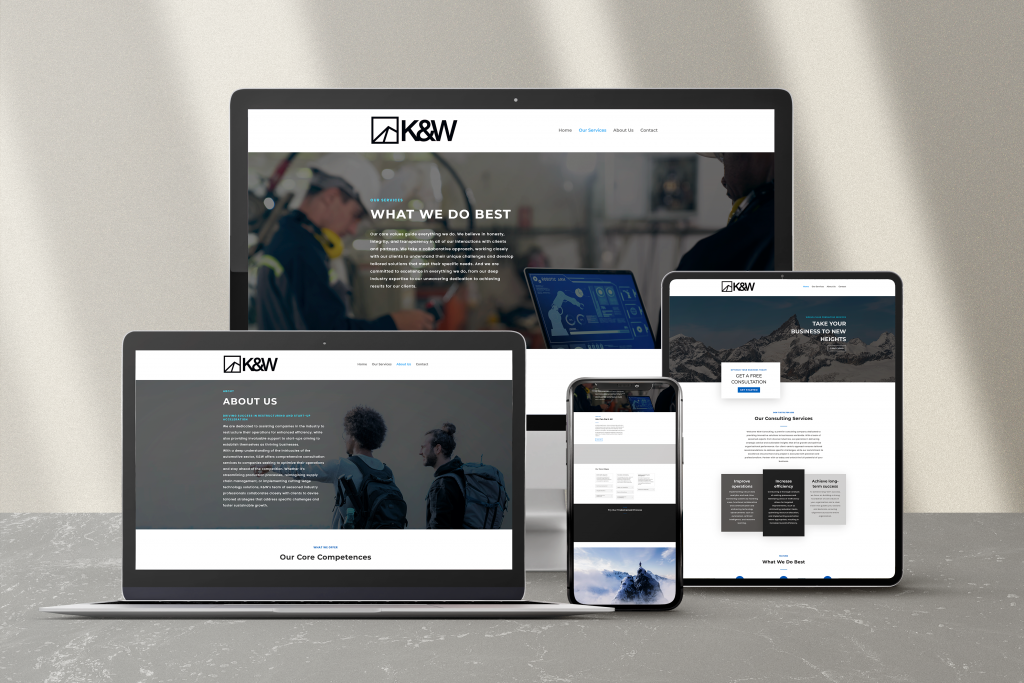 K&W Consulting Website auf Desktop, Laptop, Tablet, Phone