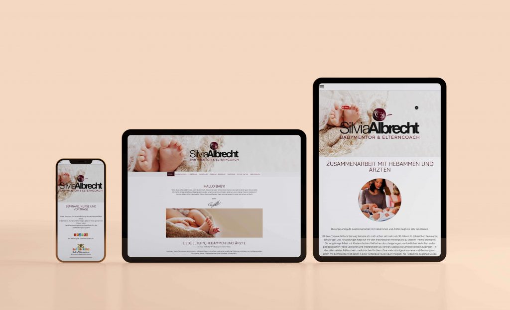 Website Silvia Albrecht auf Phone, Tablet, Tablet groß