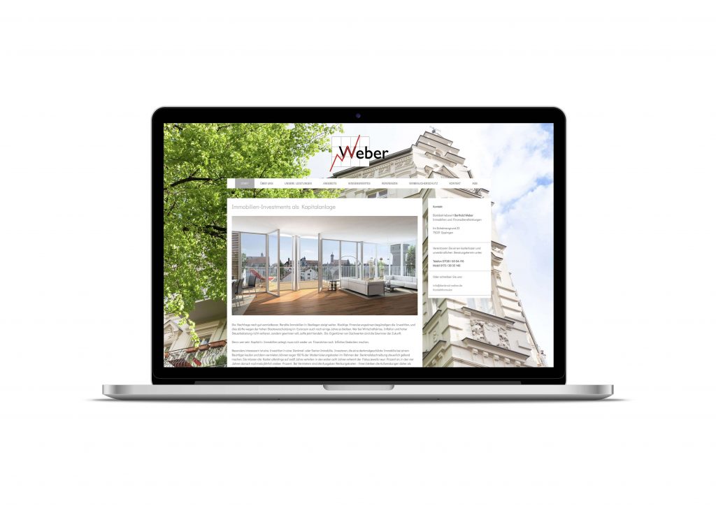 Weber-Immobilien Website im Laptop-Mockup